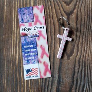 Stahl Cross ~ Hope Cross ~ Breast Cancer Key Ring